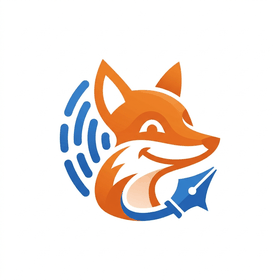 FoxDraft Logo – Fuchs mit Schallwellen und Federspitze